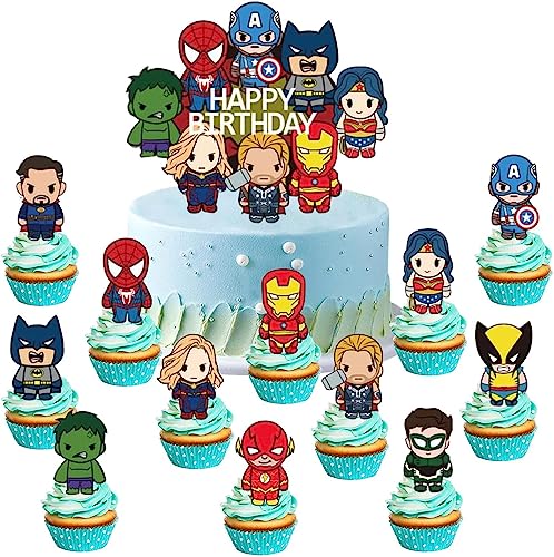 Decoração para bolos de super-heróis, decoração de aniversário para crianças, decoração de madalenas, decoração de aniversário para cupcakes, decoração para bolos de aniversário infantis
