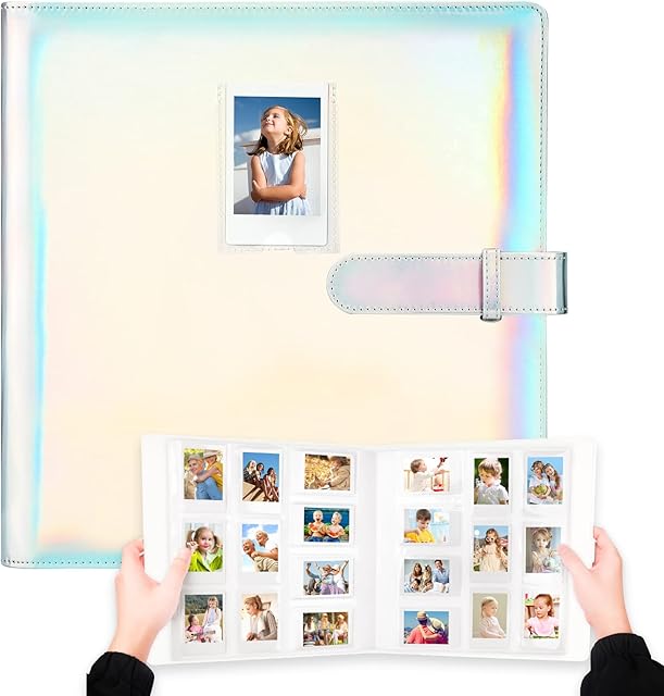 640 Pockets Photo Album for Fujifilm Instax Mini 11 90 70 9 8+ 8 LiPlay Instant Camera, For Polaroid Snap/PIC-300/Z2300/ SocialMatic Instant Cameras & Zip Instant Printer (Magic Silver)