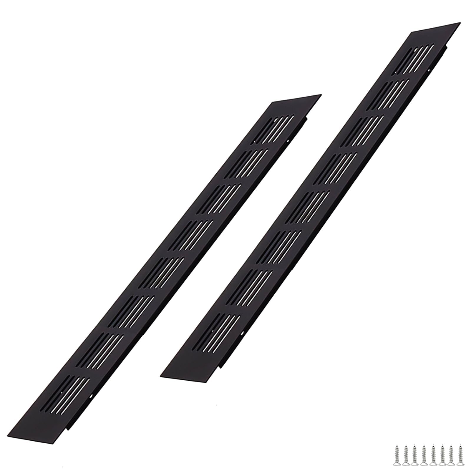 WJUAN Aluminium Ventilation Grille 350 x 50 mm Black Square Ventilation Grille for Cupboards, Bedrooms and Doors, Pack of 2