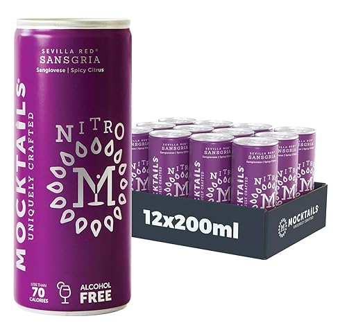 Mocktails Paquete de 12 latas de nitro de sangría sin alcohol, premiada bebida sin alcohol, cargada con nitrógeno, bebida de cóctel artesanal de