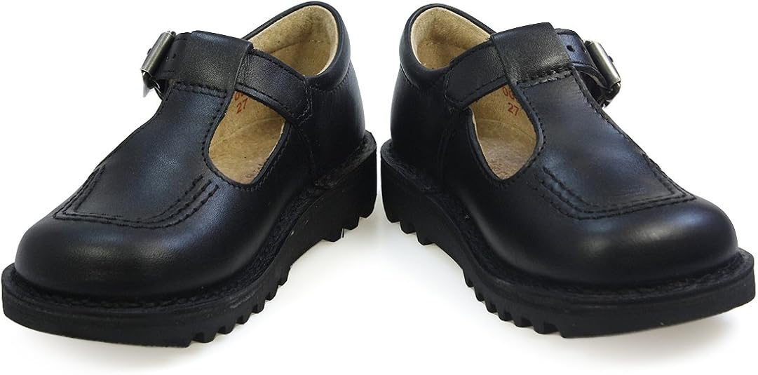 Chaussures Kickers Garçon Cuir Noir Taille UK 12 - Style à Enfiler, Portées Deux Fois, Excellent état