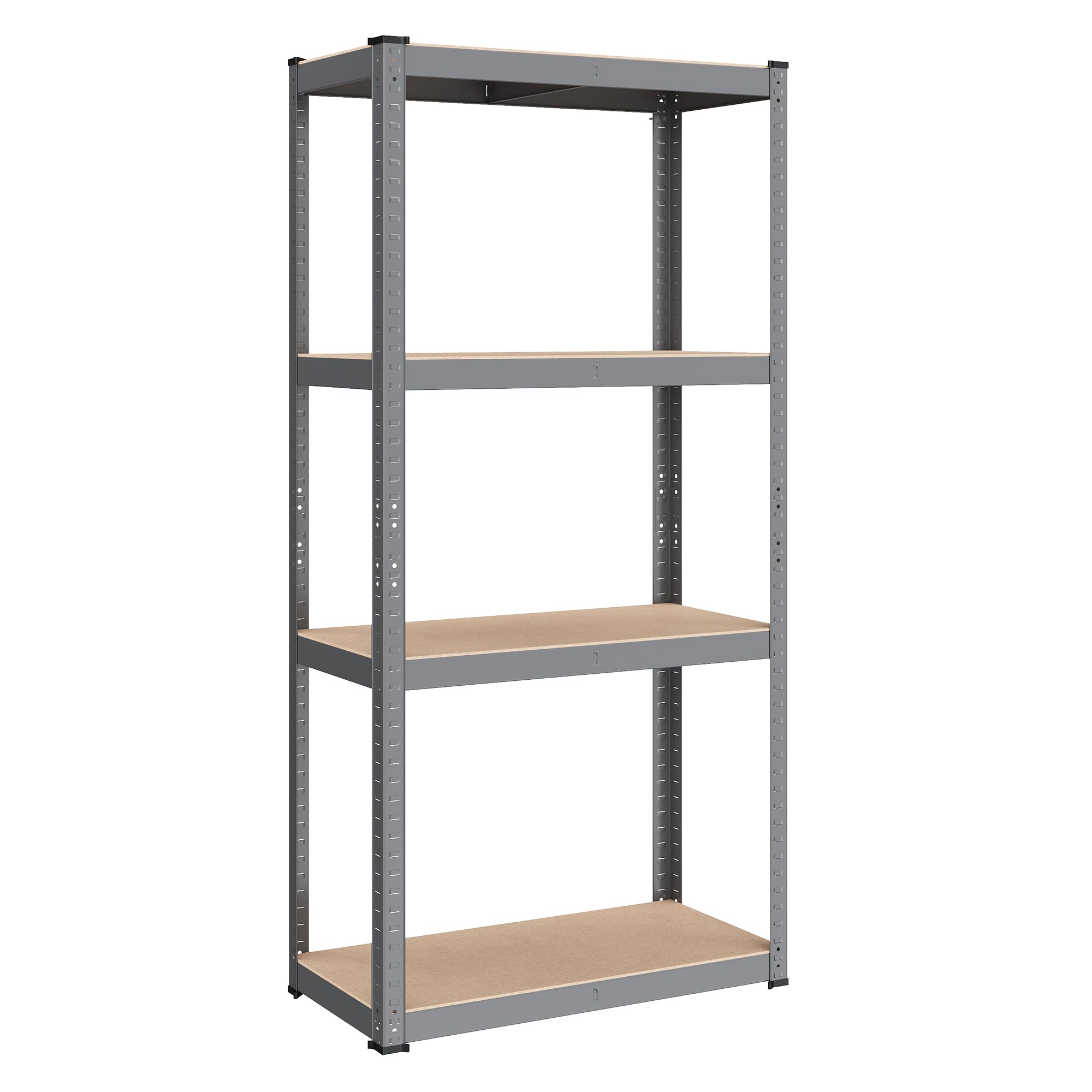 SONGMICS 4-Tier Shelving Unit, Steel Shelving Unit for Storage, Boltless Assembly, for Garage, Shed, Load Capacity 520 kg, 40 x 80 x 160 cm, Grey GLR044G01