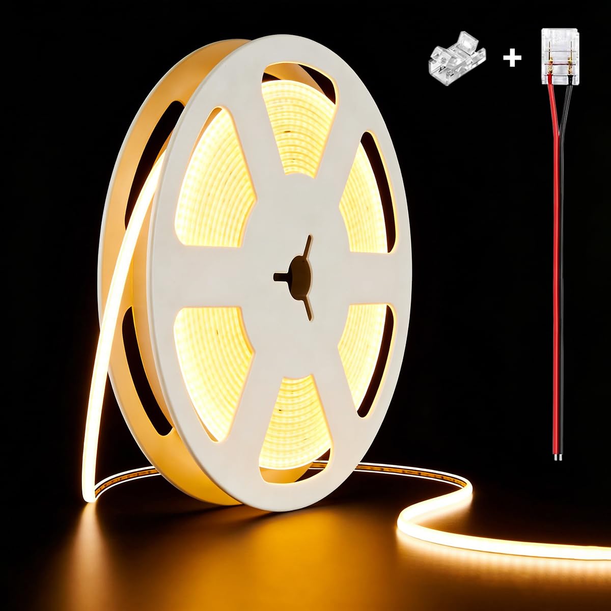illuburg 12V COB LED Streifen Warmweiß 2700K 2,5m 400LEDs/m CRI90+ Dimmbar Selbstklebend LED Strip Licht Band Leiste Kette