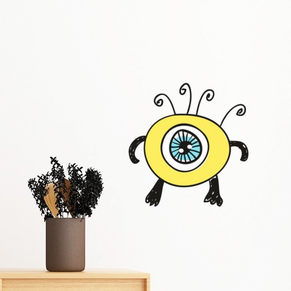 Sticker mural alien jaune cyclope univers grand format pour papier peint chambre