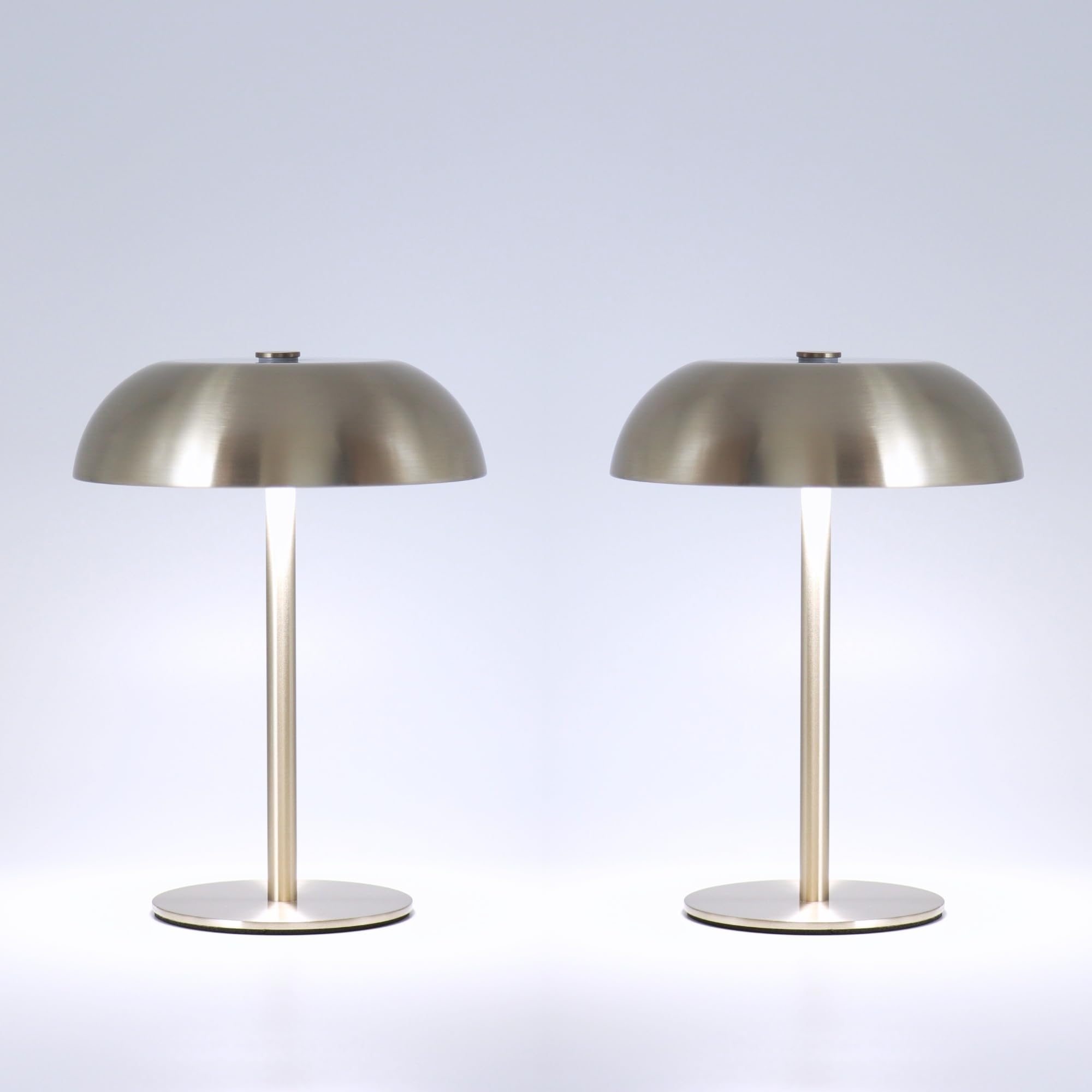 View 1 of **View Clerk Notes**2 Pack Cordless Mushroom Table Lamp, Rechargeable, Dimmable 3 Color, Silver
