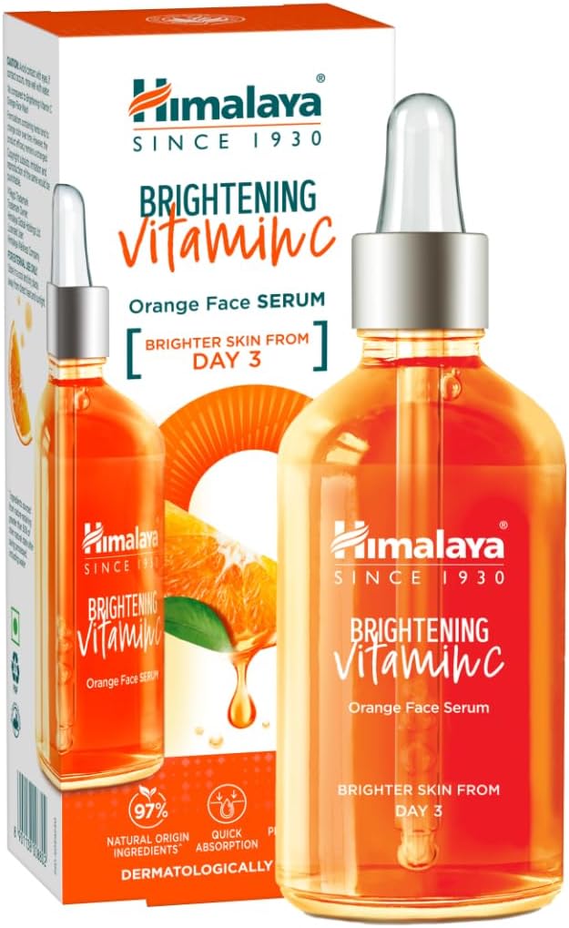 Himalaya Since 1930 Brightening Vitamin C Orange Serum with Hyaluronic Acid & Niacinamide - 15ml | Dark Spot Correction, Antioxidant Glow & Hydration