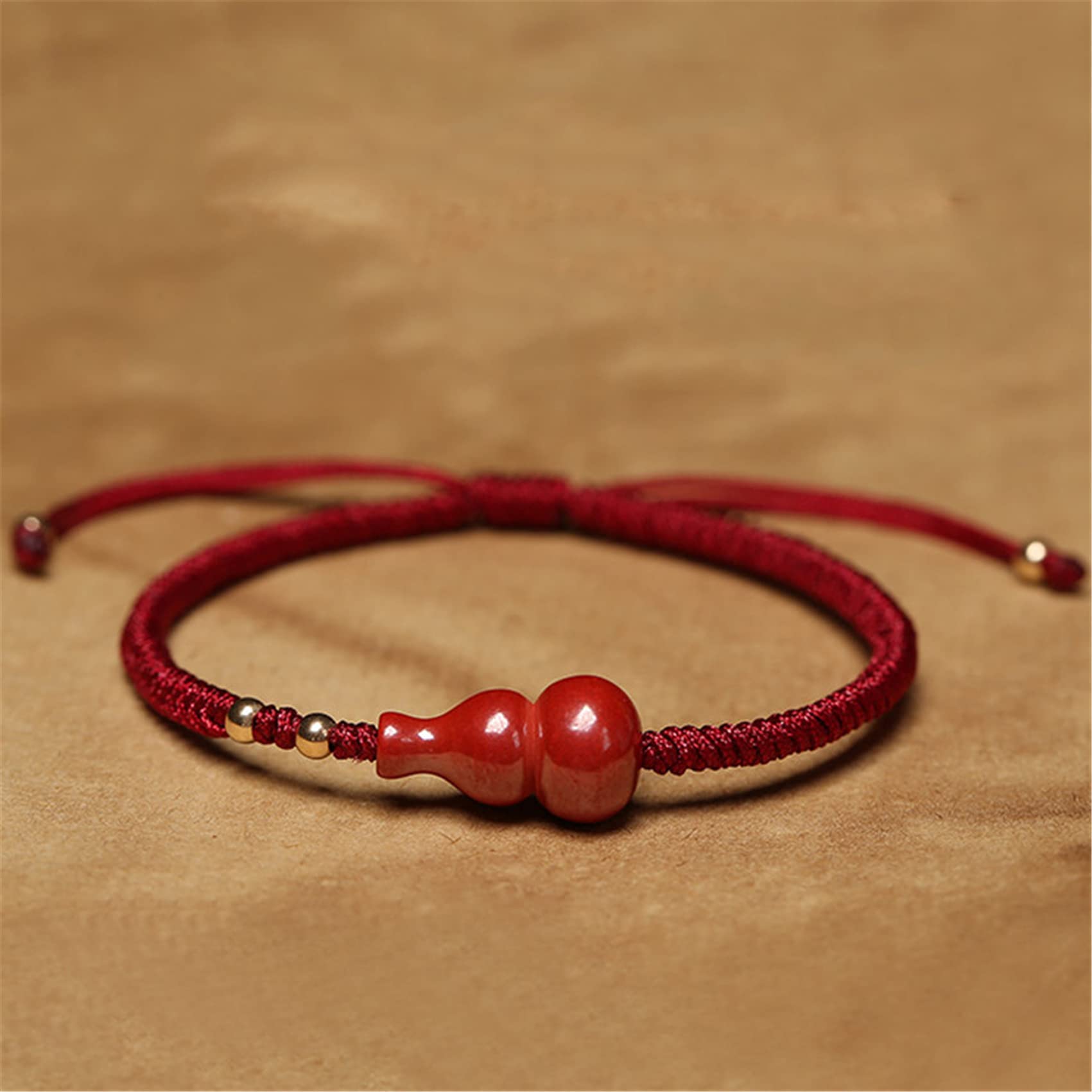 Pulsera de la Suerte, Pulsera Feng Shui, Wealth Wu Lou, Calabaza cinabrio, Hilo Rojo Trenzado, Amuleto Ajustable, talismán para Prosperidad, y el Dinero.