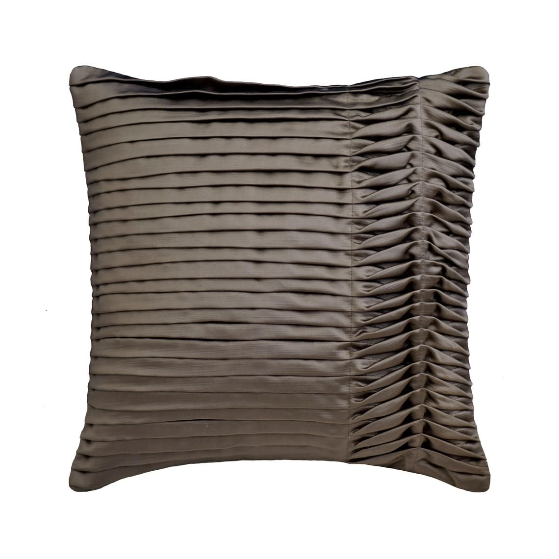 The HomeCentric Decorative Charcoal Gray Pack of 2, 65x65 cm (26"x26") Cushion Covers, Satin Textured & Pintucks Cushion Covers, Solid Color Pattern Modern Style - Gray Scale โ image 1