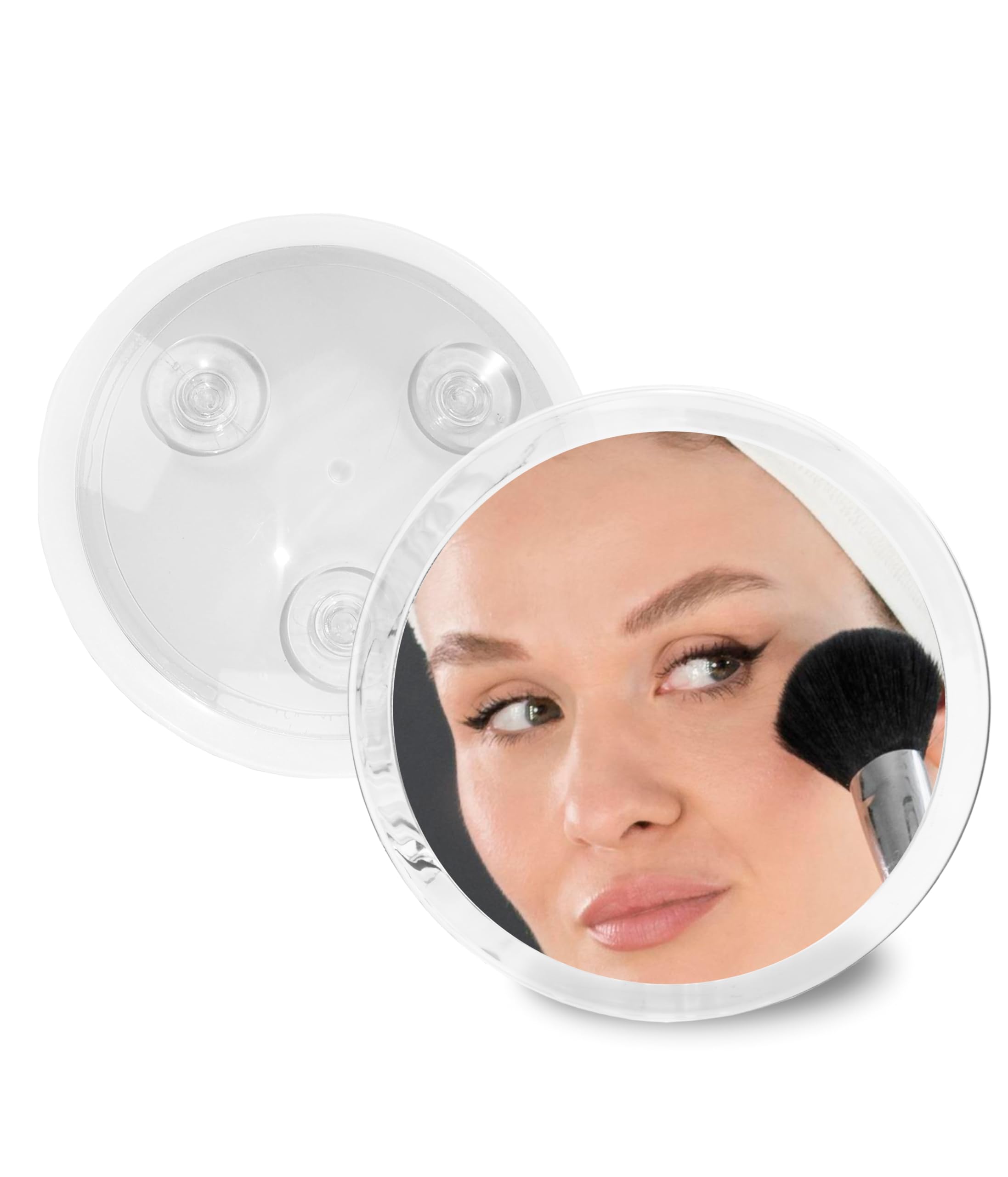 Fantasia Aumento cosmético, portátil Viaje con Marco acrílico y ventosas, Espejo de Maquillaje Redondo con Zoom x7 para Afeitar, Pinzas, peluquería, etc, Multi Colorido, ø 23 cm