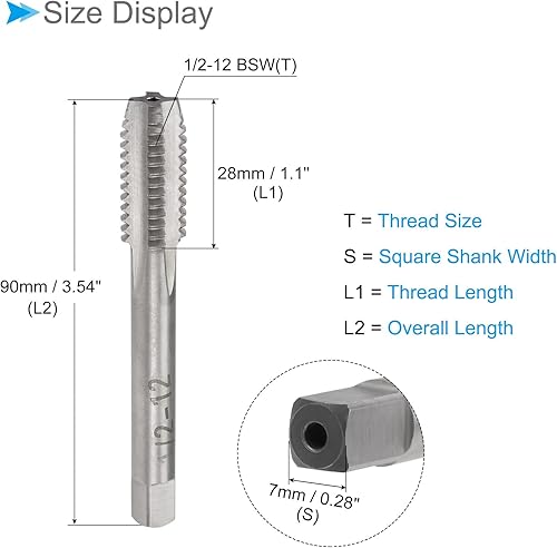 Miniatura 2 de Grifos de fresado de rosca, rosca 1/2-12 H2, máquina de acero de alta velocidad, herramienta de roscado de tornillos de 4 flautas rectas -