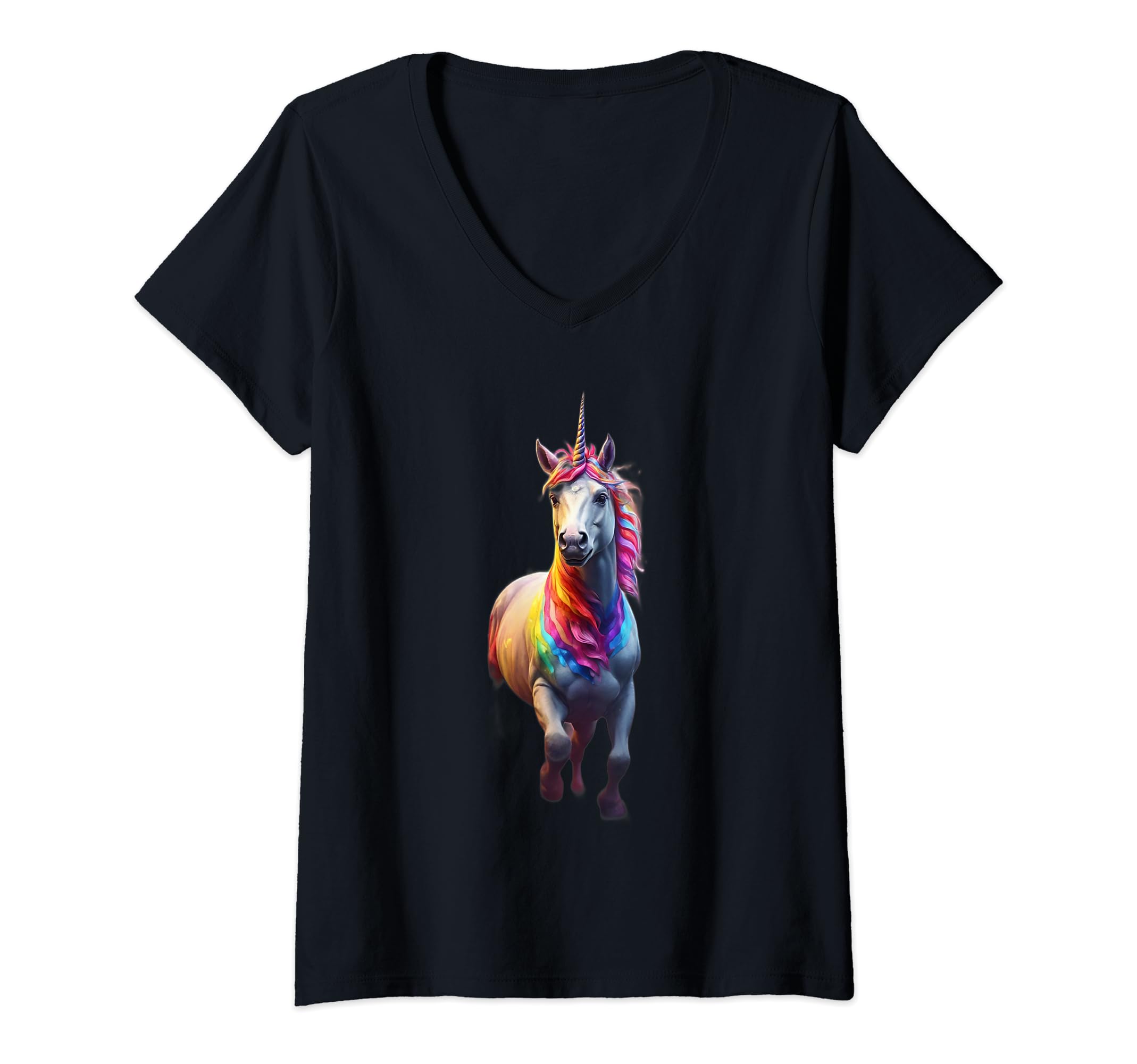 Enchanted Forest Whimsy Rainbow Unicorn Tee.Womens Enchanted Forest Whimsy Rainbow Unicorn Tee Collection. V-Neck T-Shirt
