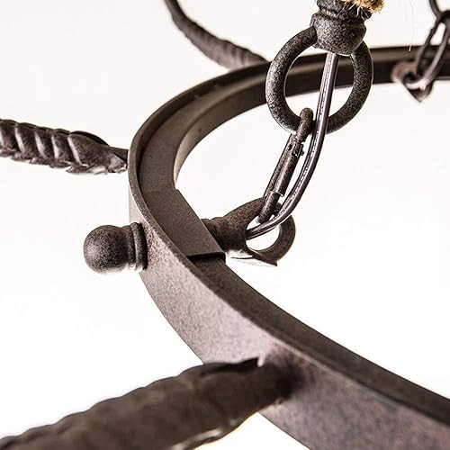 Miniatura 3 de LOVEDIMA Candelabro redondo rústico de 12 luces con cuerda de cáñamo vintage y metal