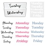 20PCS Days of The Week Stickers for Drawers,Large Day Labels for Clothes Organizer No Magnet, Big Monday Through Friday Weekday Plastic Bin Planner Whiteboard Decals Teacher Classroom