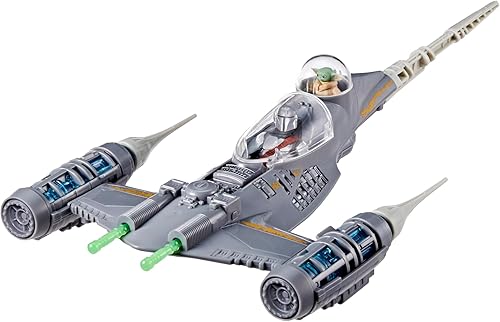 Miniatura 4 de STAR WARS Epic Hero Series The Mandalorian's N-1 Starfighter Ship, figuras de acción Grogu y Mandalorian a escala de 4 pulgadas, juguetes para niños