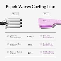 Vista 6 de VODANA - Ondulador de cabello de cerámica profesional de triple flujo, ondas de playa fáciles, plancha ligera con dos barriles internos para ondas