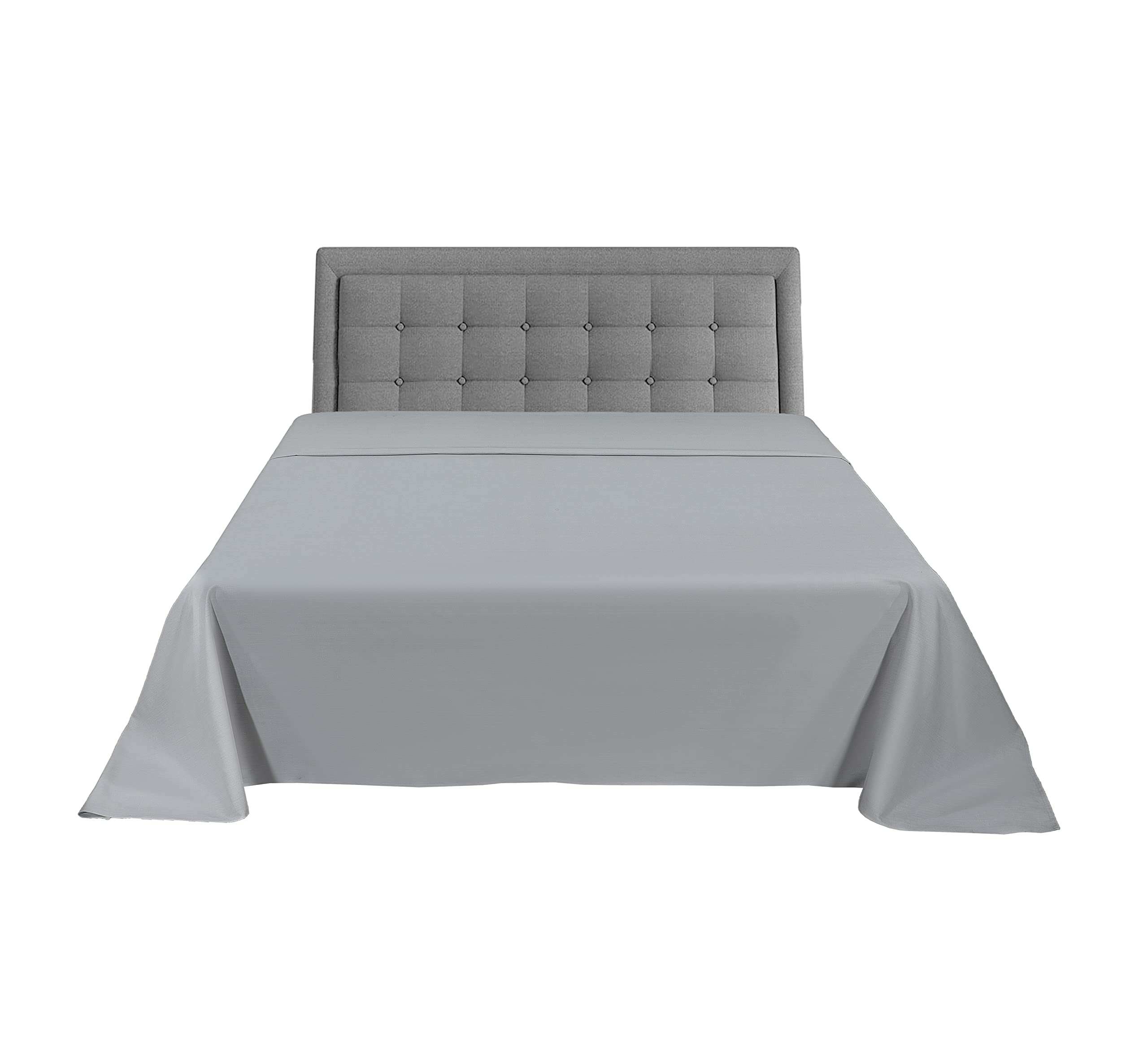 Non Iron Plain Dyed Percale Flat Sheet 180 Thread Count Polycotton (Double, Silver)