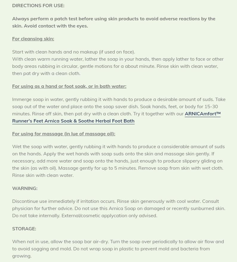 Miniatura 6 de ARNICAmfort - Jabón terapéutico en barra de árnica, natural a base de hierbas, orgánico para piel, cabello, músculos, masaje, baño, remojo de pies,