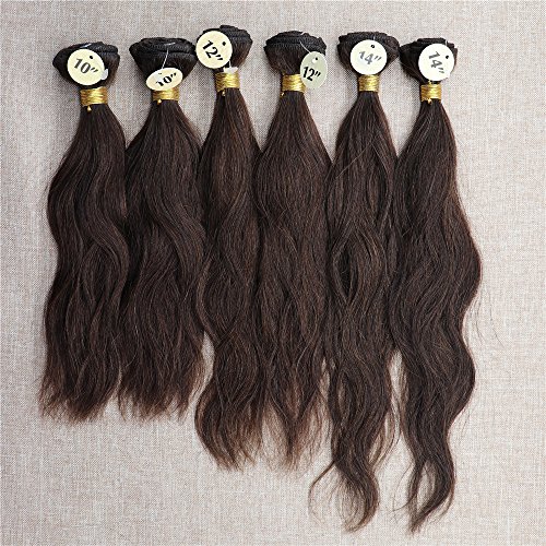 Natural Weaves For Wig Making 10"x2pcs,12"x2pcs,14"x2pcs Human Hair Weave Bundles 6pcs Total 200g Natural Black Weft Hair Weaving Remy Human Hair Bundles Medium Brown (Color #4)