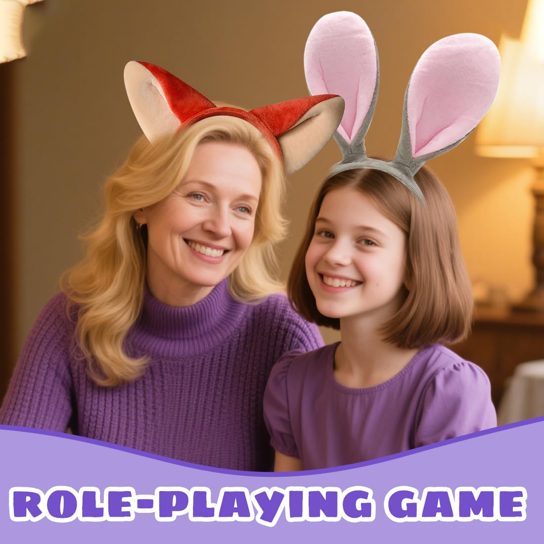 2 Pièces Bandeau oreilles de lapin et bandeau oreilles de renard, DéGuisement Enfant, Accessoires Carnaval, Bandeau Oreilles, Mignon Cosplay FêTe PâQues