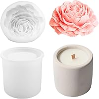 Vista 87 de 4Pcs Candle Jar Silicone Molds Set, Jars and Bottles with Lids Container Moulds, Striped Round Pot Molds for Making Uv Epoxy Plaster Concrete