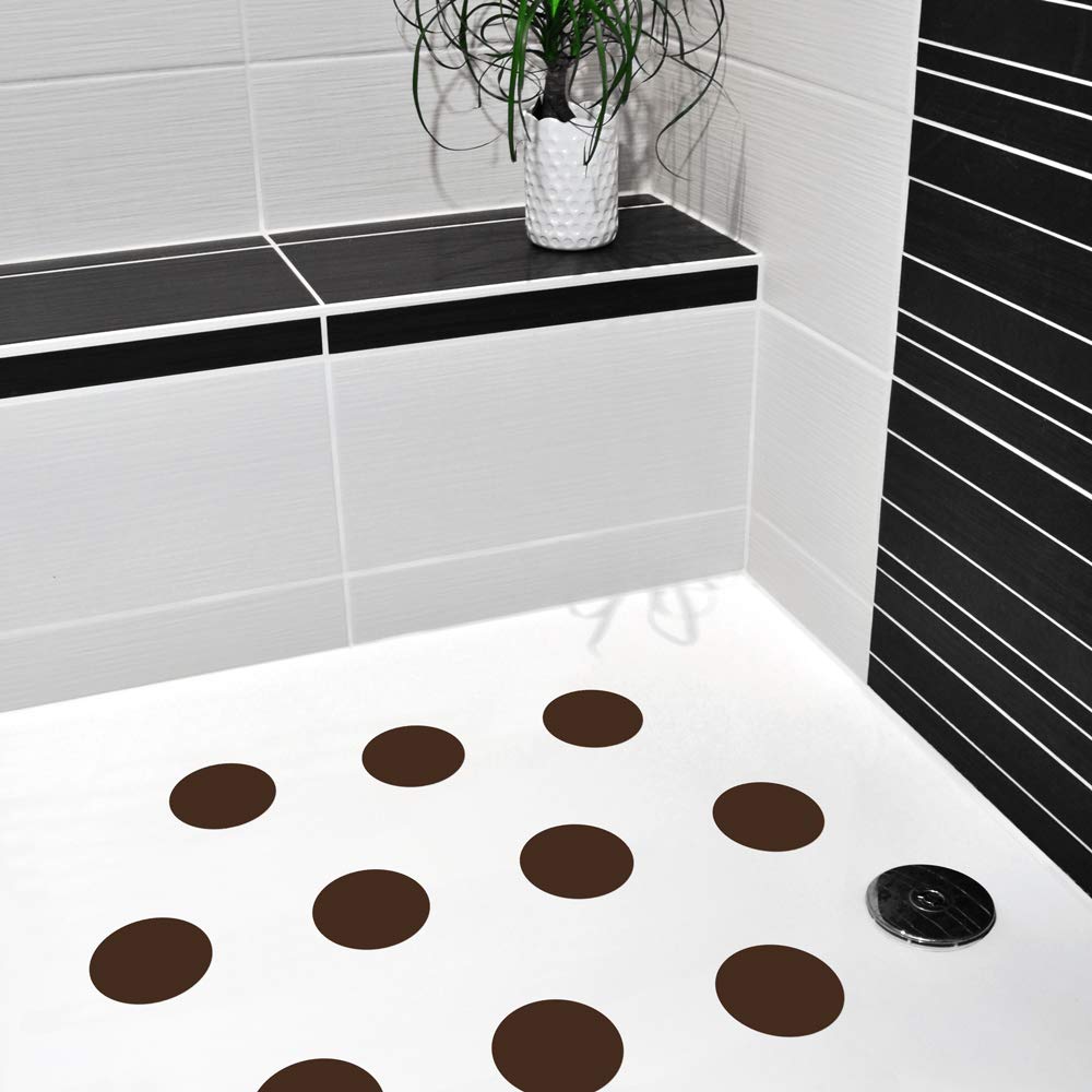 AnTina TAPES Adesivo marrone antiscivolo come cuscinetti per doccia e vasca da bagno, adesivo certificato, antiscivolo e autoadesivo, come tappetino da bagno (10 pezzi, 9 cm (diametro), marrone)