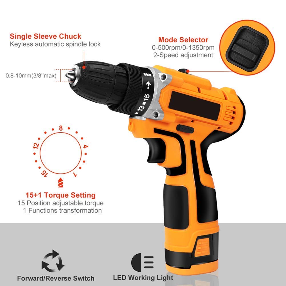 Trapano Avvitatore Elettrico a Batteria con cacciavite Elettrico da 16,8 V Max, Batteria a Cambio rapido e Caricabatterie Inclusi