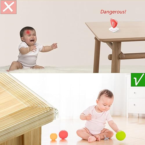 Miniatura 3 de Hexisy Tira protectora de bordes transparente, a prueba de bebés, protectores de esquinas suaves de silicona de 10 pies, diseño hueco que absorbe