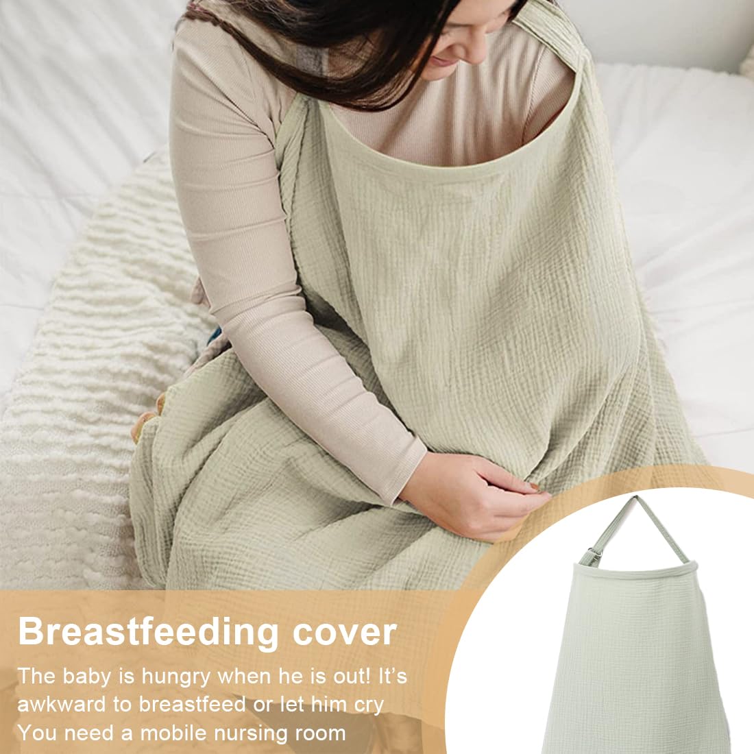 Couverture d'Allaitement Écharpe en Mousseline Coton Ajustable pour Bébé