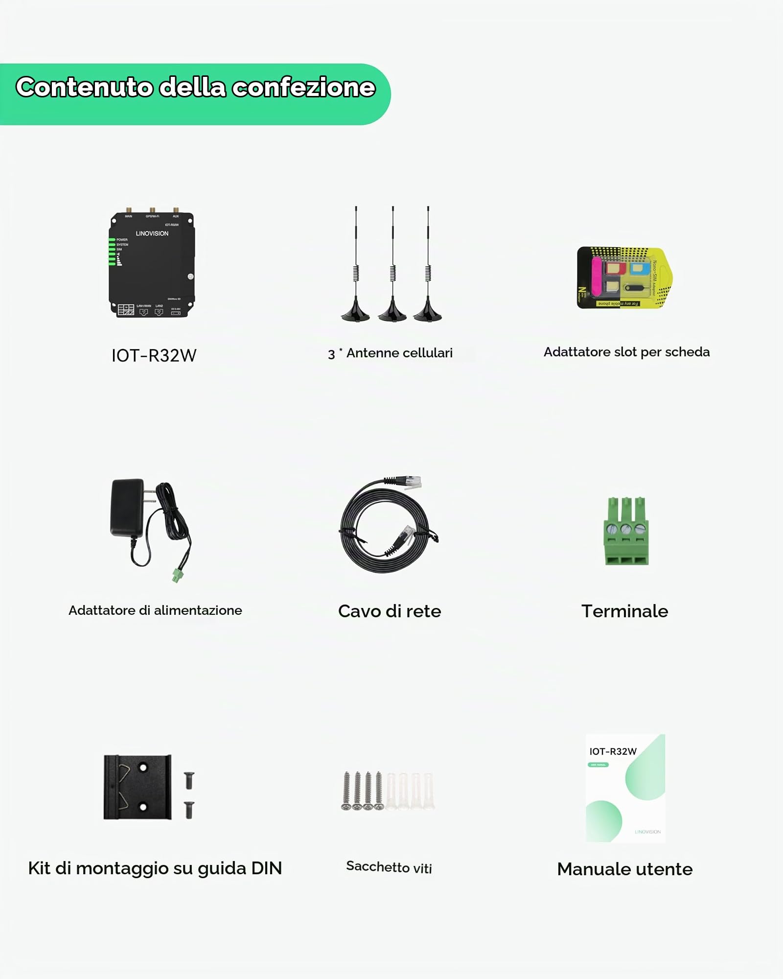 LINOVISION Router Industriale Cellulare 4G LTE Cat4 con Wi-Fi, Segnale Potenziato per Siti Remoti, Slot SIM Doppie, Gateway DTU per Dispositivo RS485, Sensori IoT, Telecamere Solari, M2M, Veicoli