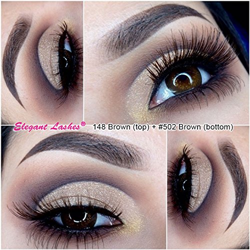 Miniatura 3 de Elegant Lashes #148 Pestañas postizas cruzadas gruesas de doble capa marrón (cabello humano 100% natural)