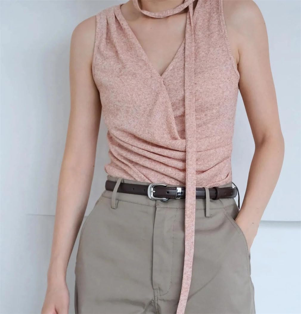 Women's Classic Leather Belt Casual With Buckle Skinny Belt For Women Jeans