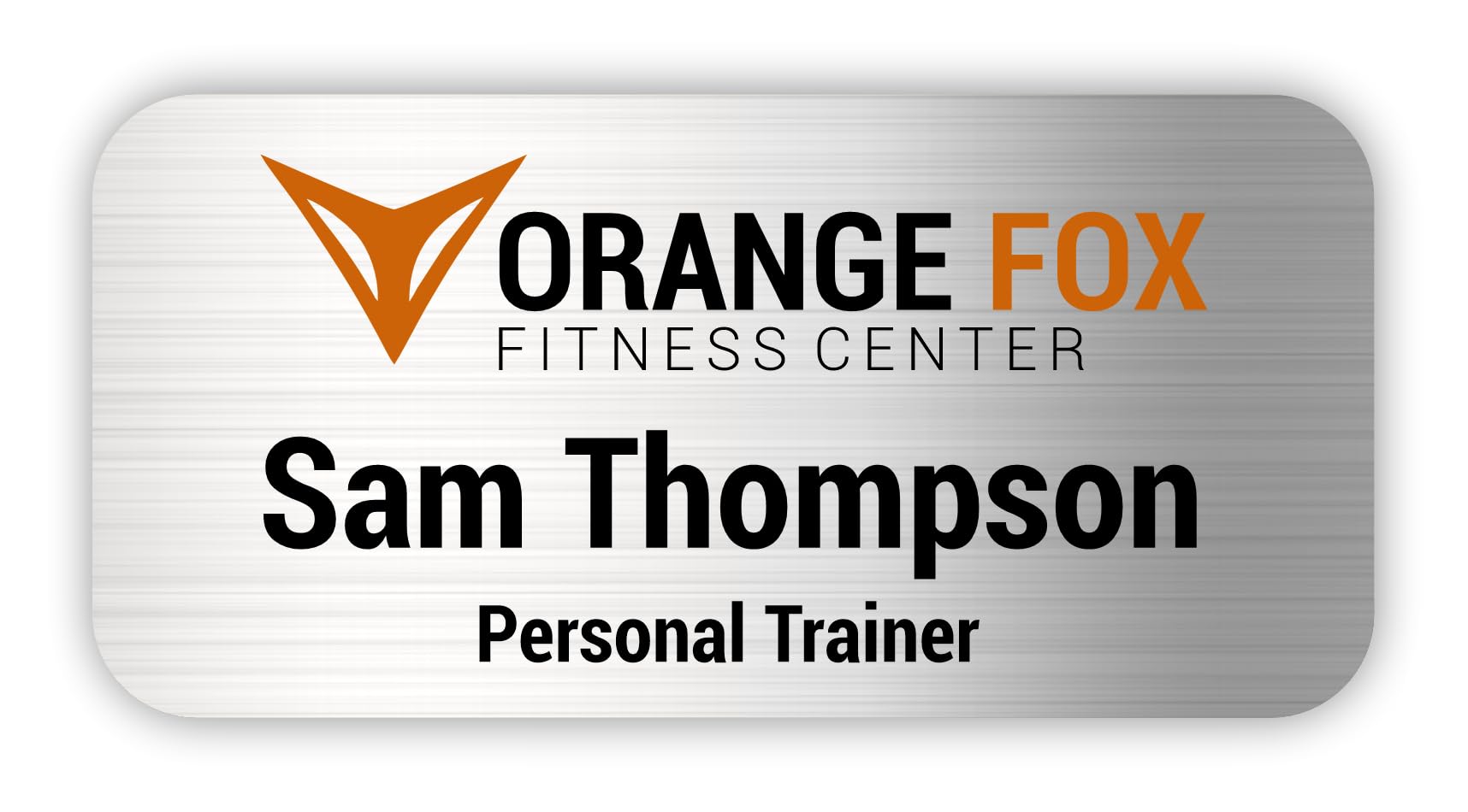 Custom Name Tag with Logo - Personalized Name Badge with Magnet Backing - Choose Your Size and Color (Silver Metal 3"x1.5" - Logo on Top)