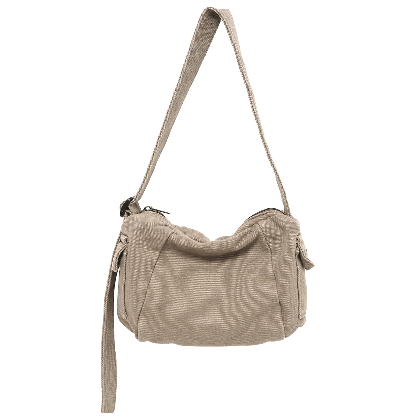 Boziee Canvas schoudertas, kleine schoudertas voor dames en heren, vrije tijd, crossbody tas voor dagelijks gebruik en reizen, zwart