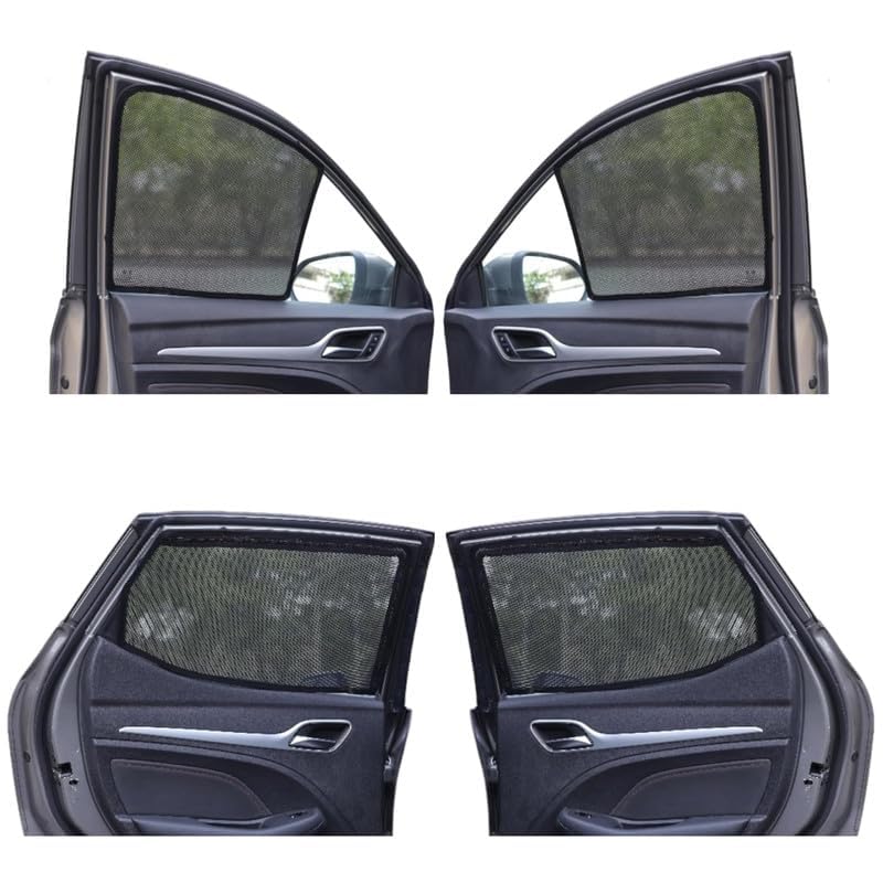 Image of NEODRIFT 'NeoShade' Magnetic Car Sunshades for Volkswagen Virtus (Set of 4 - Front & Rear - Zipper Only on Rear Row)(UV Protection, Magnetic Grip, Privacy & Heat Control)