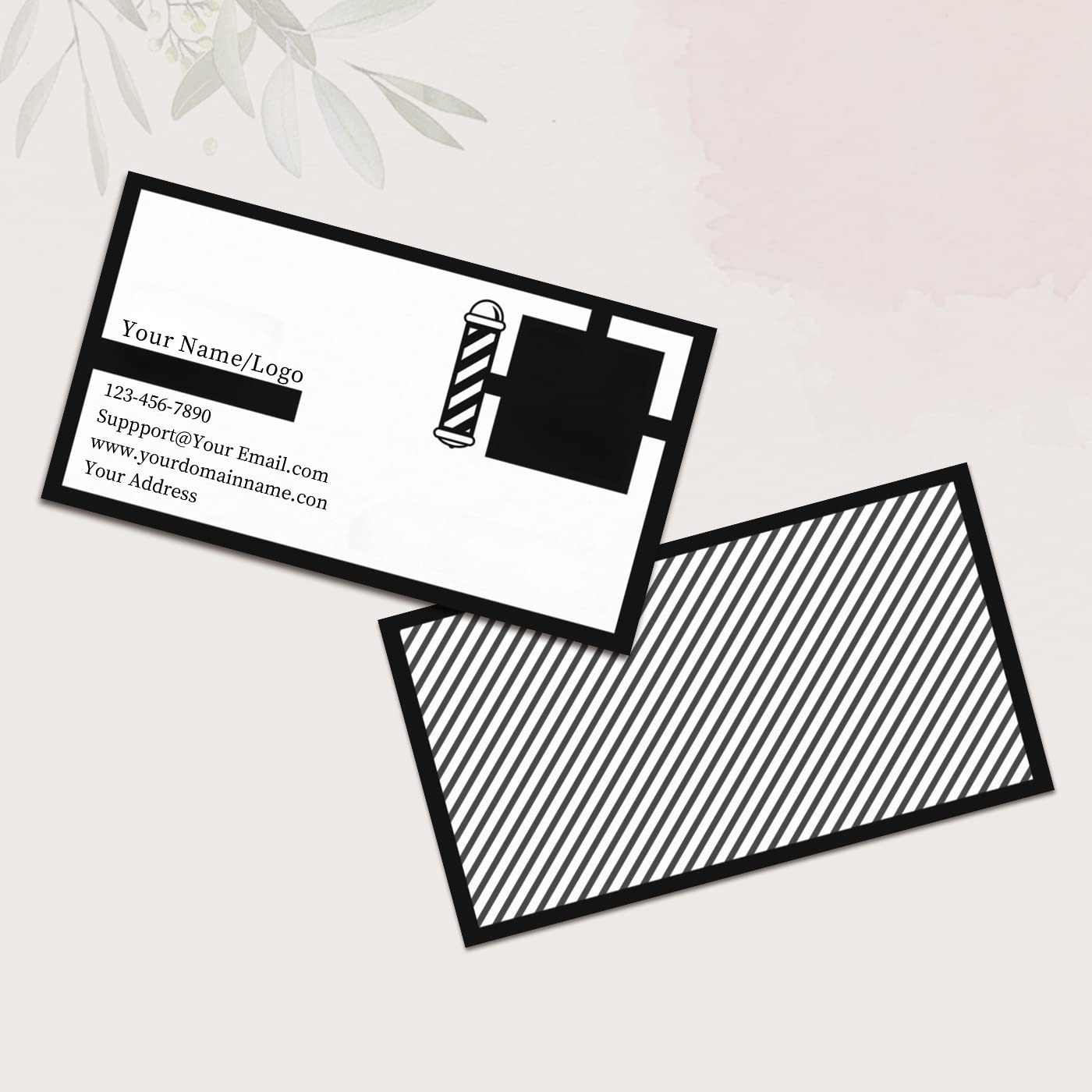 Custom Printed Barbershop Hairstylist Business Cards Thick Waterproof Paper with Your Logo Personalized Business Cards Add Photo/Text/LOGO (COLOR 4)