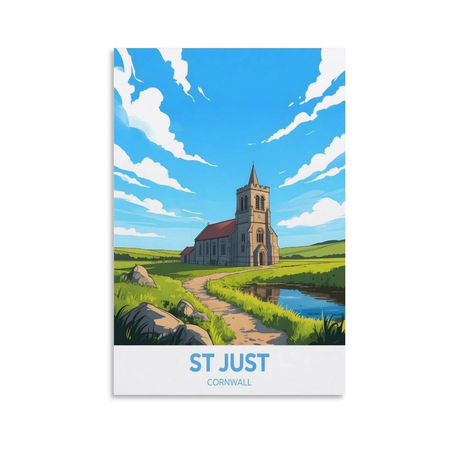 EZMLFA DIY 5D Diamond Painting Kits for Adults,St Just Cornwall DIY Diamond Art Kits Gem Painting Crafts for Home Wall Decor 40x40cm