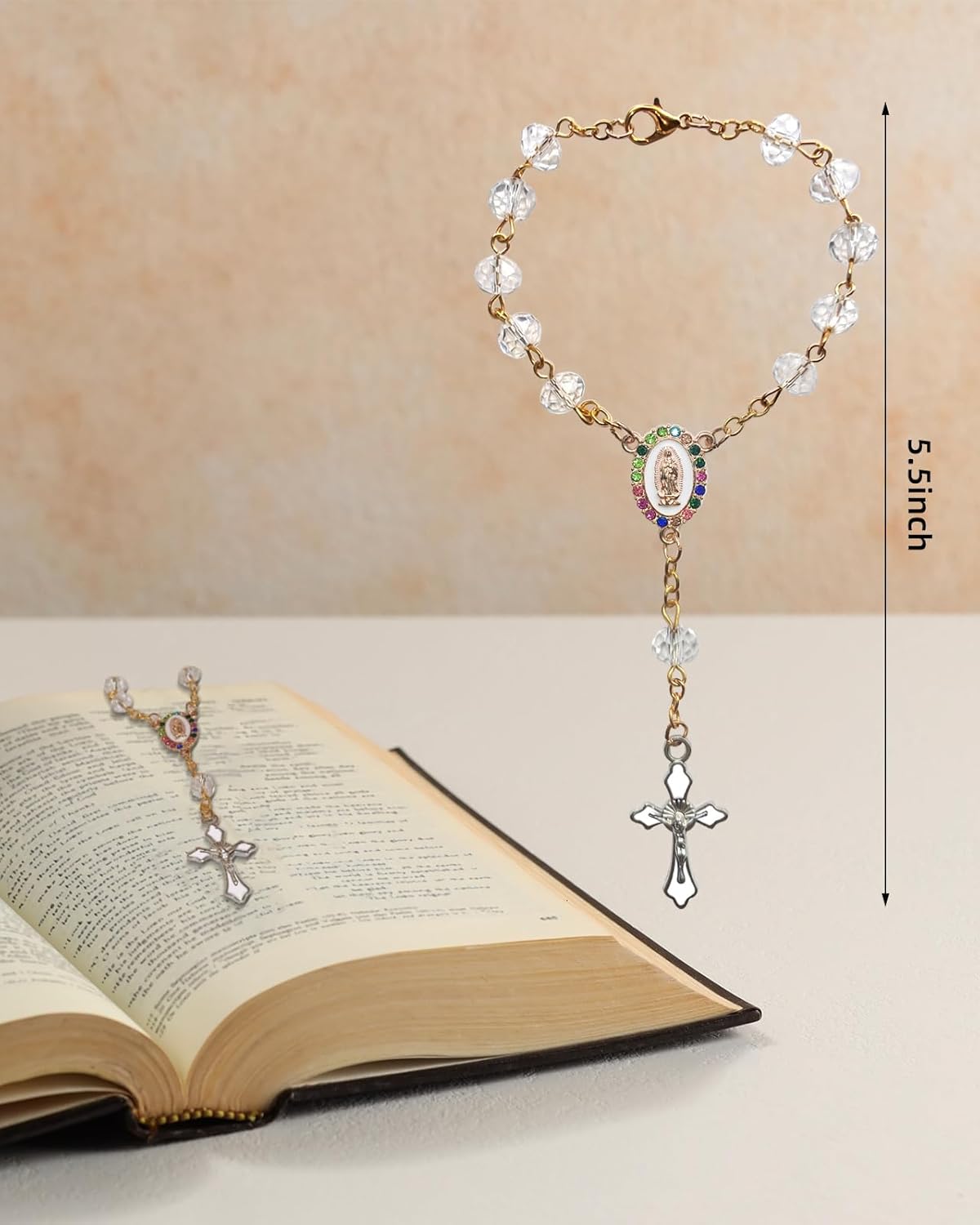 Car Rosary for Rearview Mirror Hanging - Catholic Religious Devout Gift with Virgin Mary Charm and Crucifix, Ideal Catholic Rosary Gifts for Men & Women - Image 6