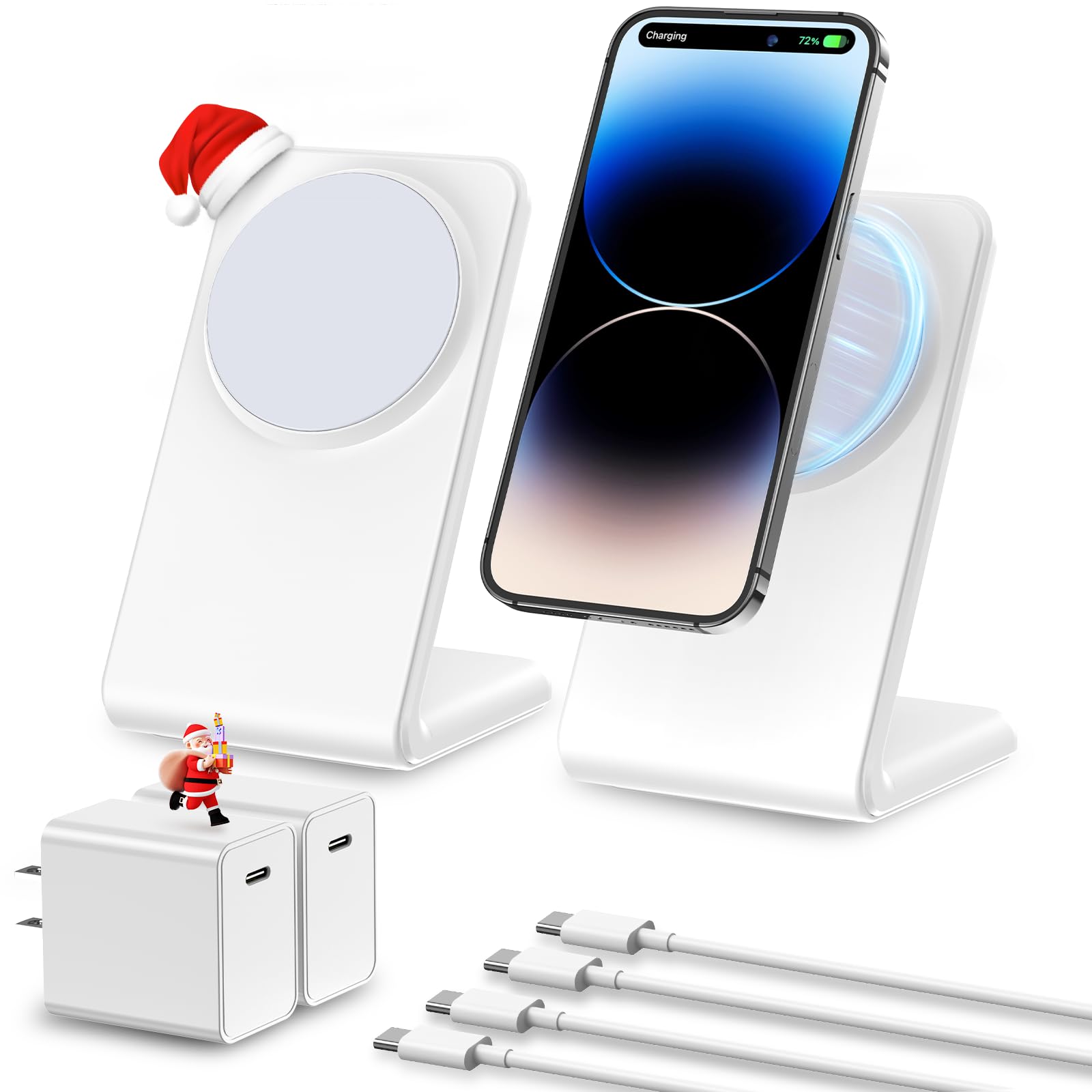 2 Pack MagSafe-Compatible Charger Stand with 20W USB C Charger Block & USB C Cable x2, Fast Charging Wireless Charger Compatible with iPhone 17 Pro