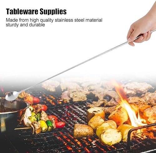 Miniatura 4 de 2 cucharas de cocina, cuchara telescópica de acero inoxidable de 24.4in de largo, cuchara extensible, cuchara para revolver estirable para