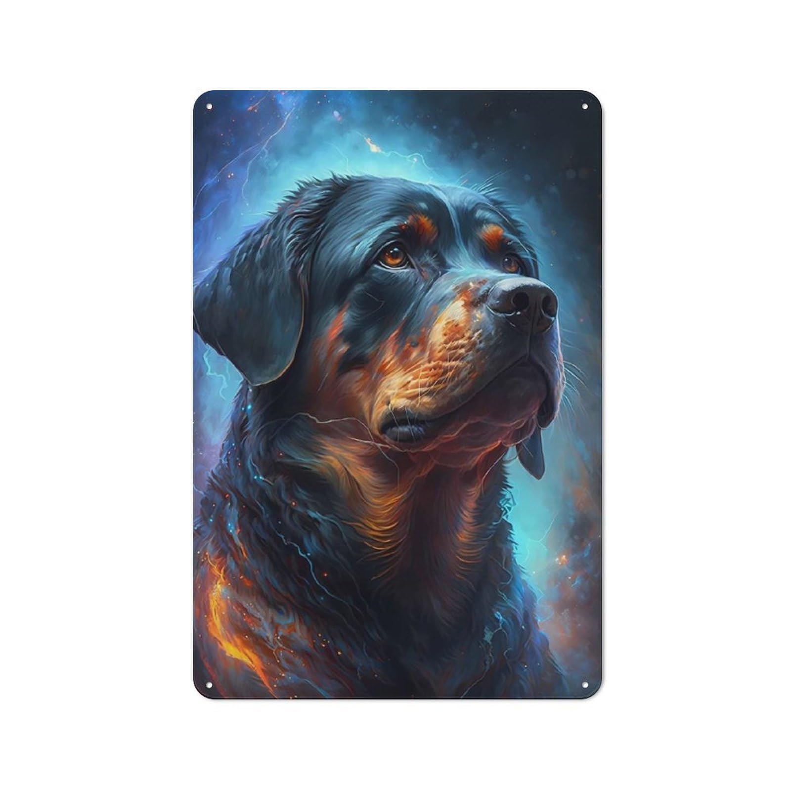 Junmoney Rottweiler Dog Creative Metal Wall Decor 30X20cm, Metal Desk Wall Sign For Hobby Room, Office, Lounge Or Living Room