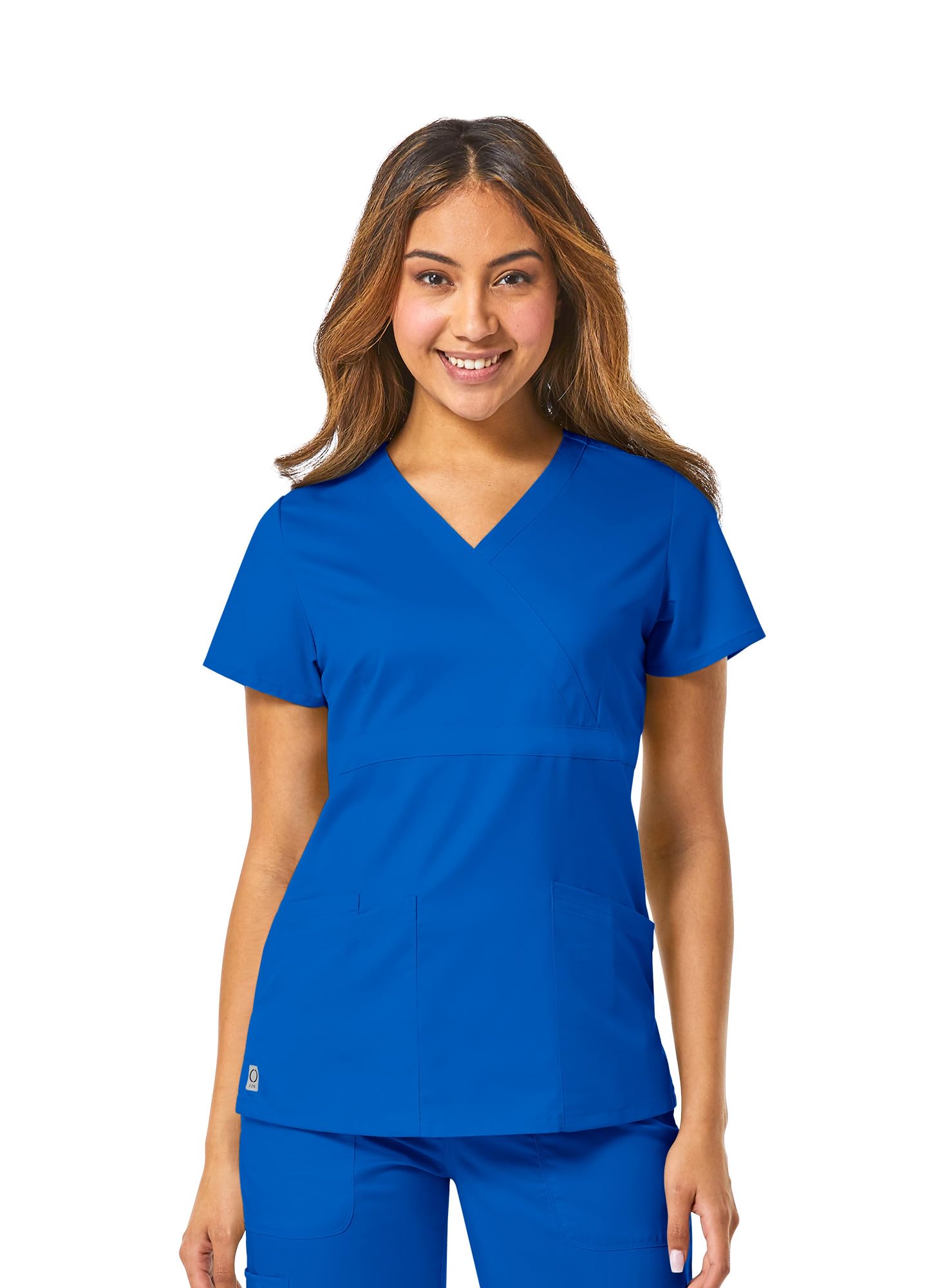 Maevn Women's EON Back Mesh Panel Mock Wrap Top(Royal Blue, X-Small)