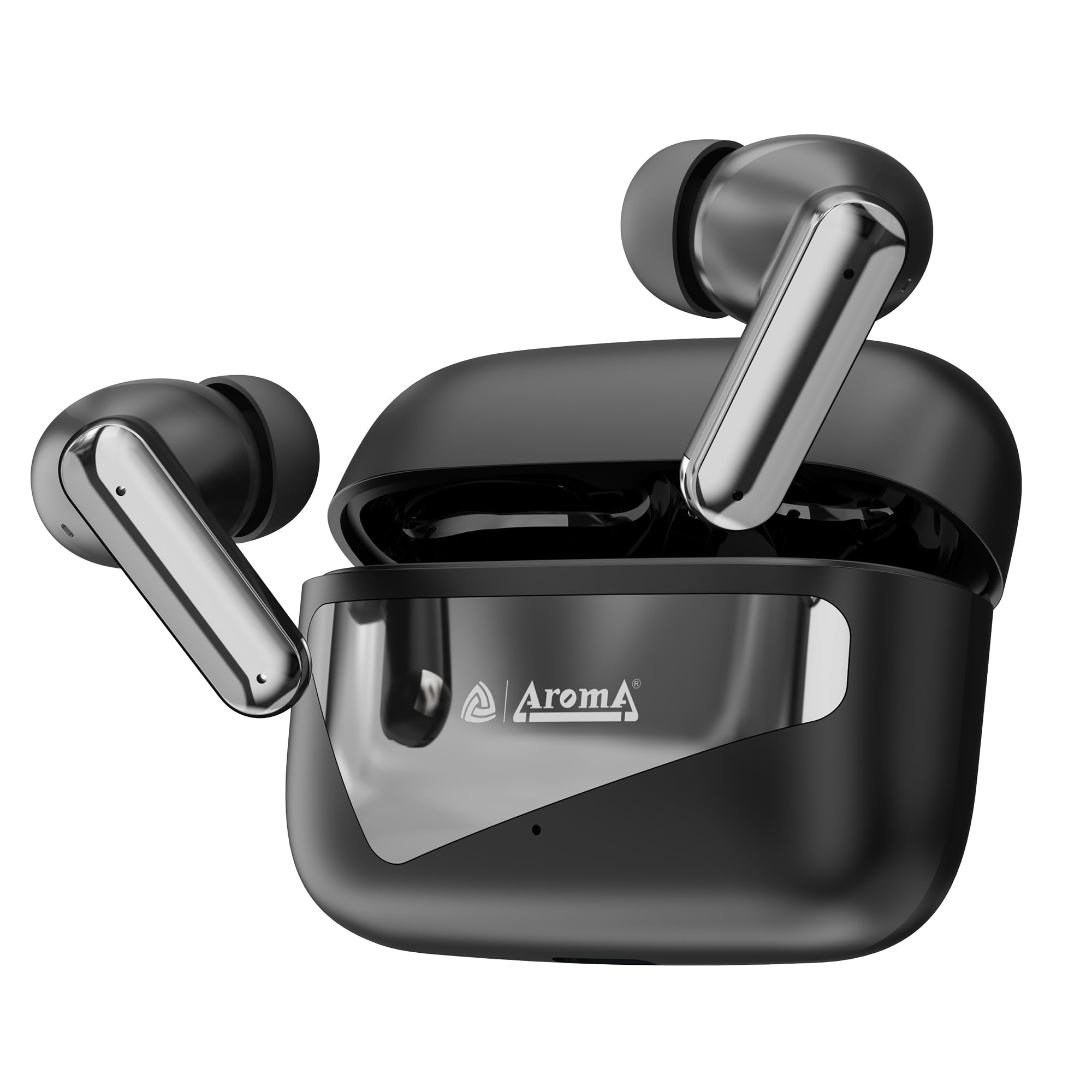 AROMA TWS8 Harmony V5.4 True Wireless Earbuds – Up to 60H Playtime | ENC | Fast Charging | Heavy Bass (Chrome Black)-image-10