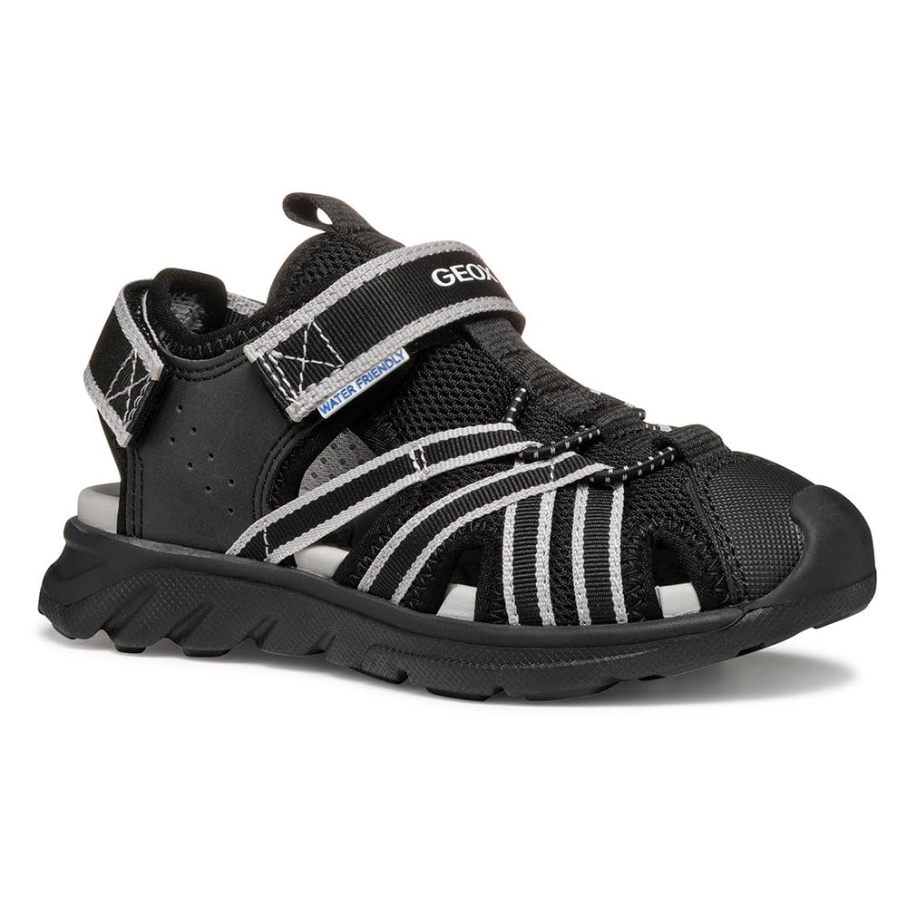 Geox Boys J Airadyum Bo Sandal, Black Grey, 12.5 UK