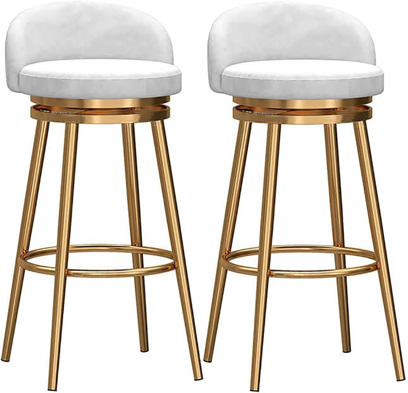 Tabourets de bar en velours 65cm lot de 2 avec repose-pieds de cuisine