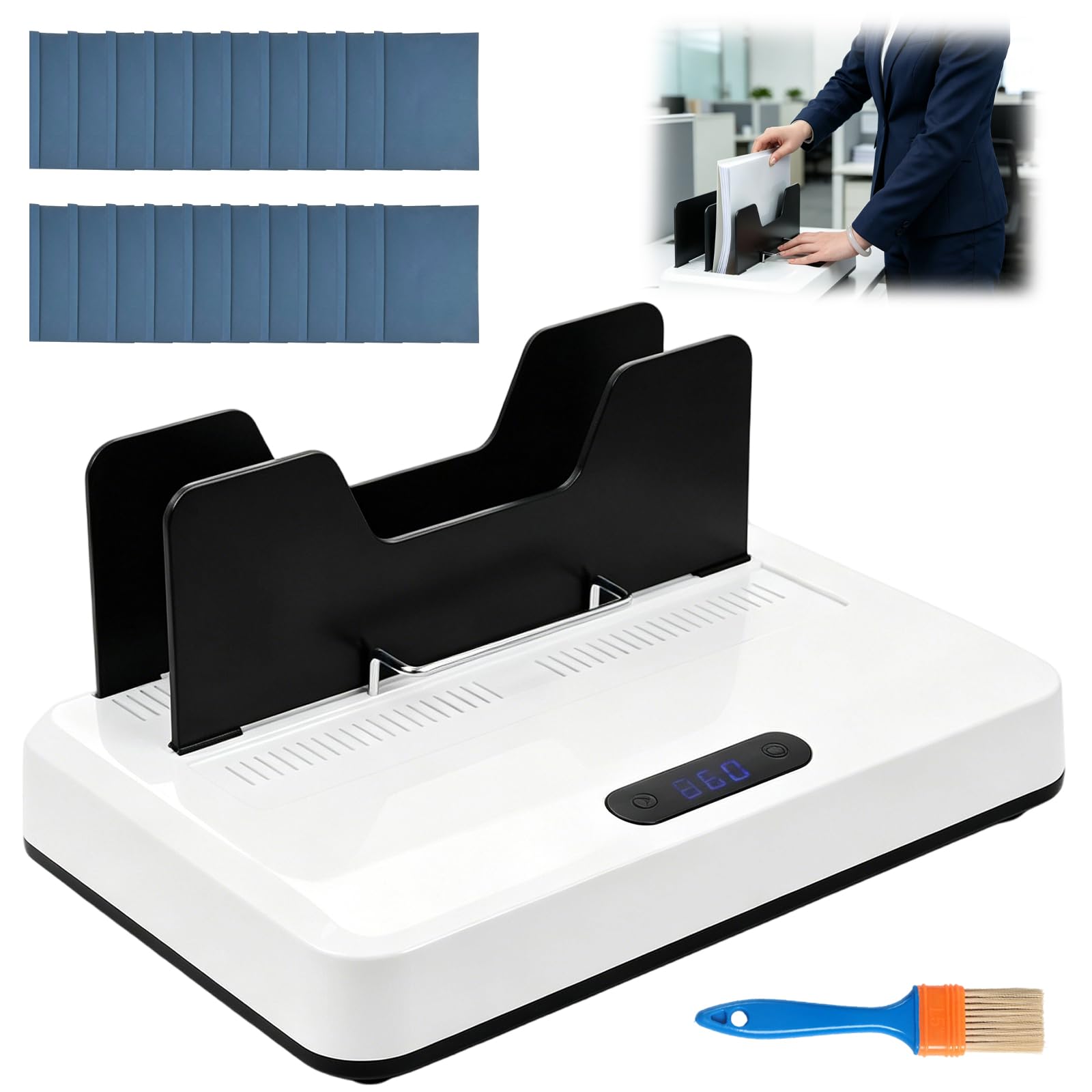 A4 Thermal Binding Machine,700W Book Binder Machine 600 Sheets Capacity,No Preheat Time,Digital Touch Panel & Air Cooling,Book Binding Kit with 20 Covers for A4 Letter Size Business Document,Office