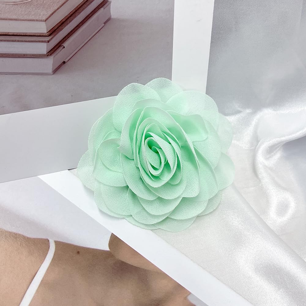 85mm Broches Délicates En Forme De Rose En Mousseline De Soie Faites à La Main En Tissu Épingles à Revers Pour Femmes Fête Banquet Robe Costume Vêtements Accessoires Bijoux Cadeaux