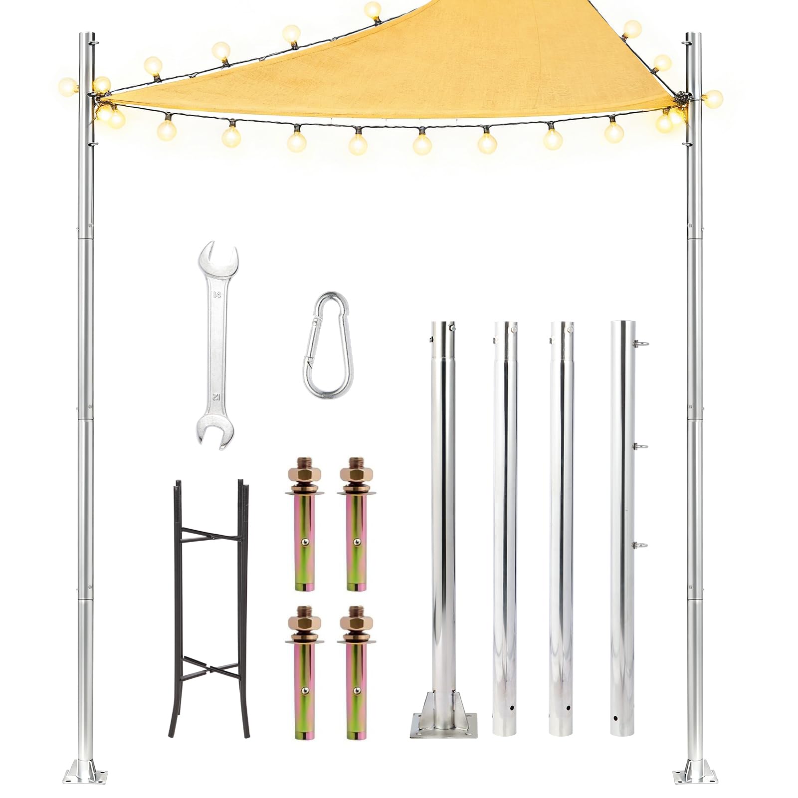JENCEAILL 12 Ft Stainless Steel Shade Sail Poles