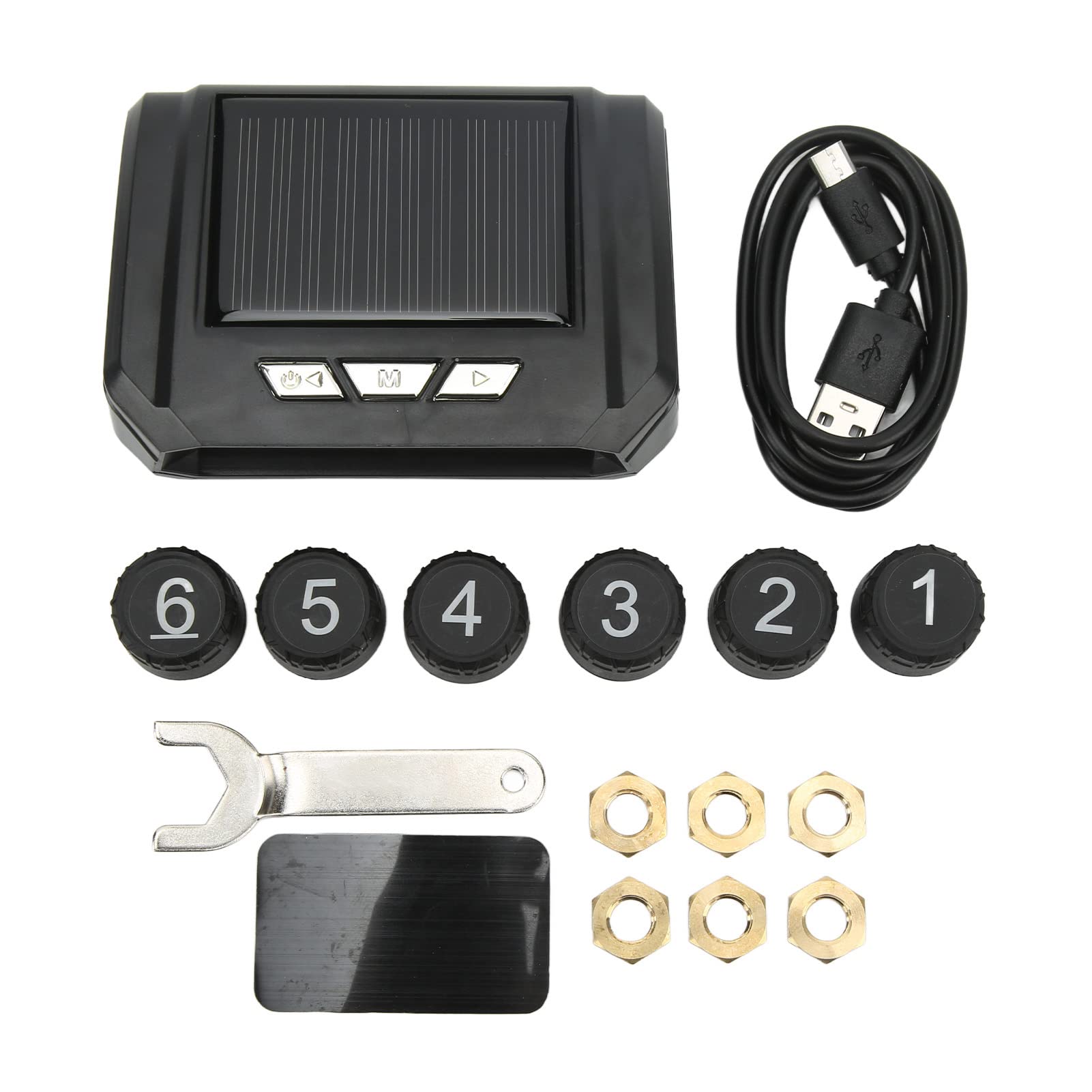 VOBOR Sistema di Monitoraggio della Pressione dei Pneumatici, Monitor TPMS Wireless Solare Impermeabile IP67 con 6 Sensori Esterni per Camper Leggeri