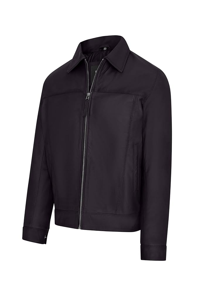 ジャケット・アウター PAIR SLOPE short leather Harrington jkt Mens Real Leather Harrington Jacket Classic Zip Box Style