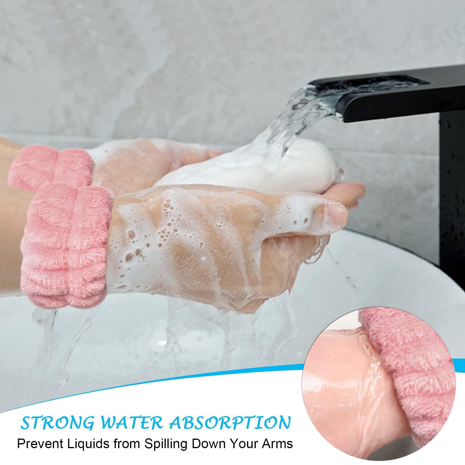 Linmaya 8PCS Wrist Bands For Washing Face, Spa Wrist